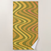 Retro 60s 70s Abstracte Lines Pattern Green Yellow Strandlaken (Voorkant)
