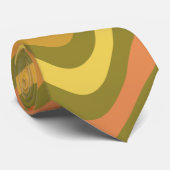 Retro 60s 70s Abstracte Lines Pattern Green Yellow Stropdas (Opgerold)