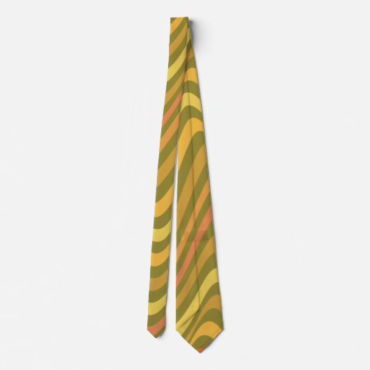 Retro 60s 70s Abstracte Lines Pattern Green Yellow Stropdas (Achterkant)