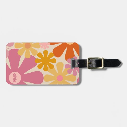 Retro 60s 70s Aesthetisch Bagagelabel flessenpatro (Voorkant horizontaal)