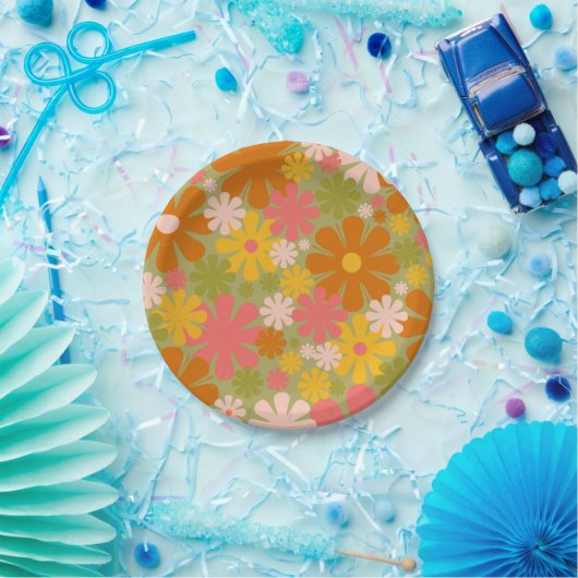 Retro 60s 70s Aesthetisch Bord flessenpapier (Feest)