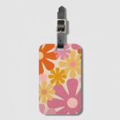 Retro 60s 70s Aesthetisch Floral Pattern Bagagelabel (Voorkant (verticaal))