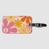 Retro 60s 70s Aesthetisch Floral Pattern Bagagelabel (Voorkant (horizontaal))