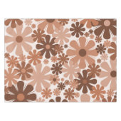 Retro 60s 70s Aesthetisch Floral Pattern in Brown Tafelkleed (Voorkant (Horizontaal))