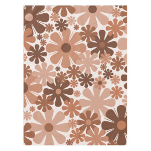 Retro 60s 70s Aesthetisch Floral Pattern in Brown Tafelkleed