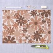 Retro 60s 70s Aesthetisch Floral Pattern in Brown Tissuepapier (Craft)