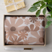 Retro 60s 70s Aesthetisch Floral Pattern in Brown Tissuepapier (Geschenk)