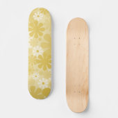 Retro 60s 70s Aesthetisch Floral Pattern in Mustar Persoonlijk Skateboard (Voorkant)