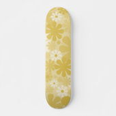 Retro 60s 70s Aesthetisch Floral Pattern in Mustar Persoonlijk Skateboard (Voorkant)