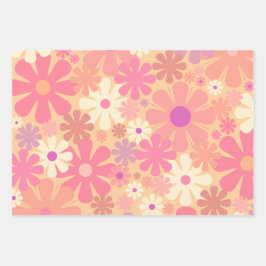 Retro 60s 70s Aesthetisch Floral Pattern Inpakpapier Vel
