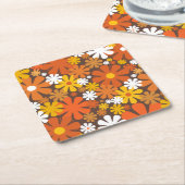 Retro 60s 70s Aesthetisch Floral Pattern Kartonnen Onderzetters (Schuin)