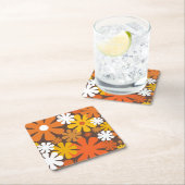 Retro 60s 70s Aesthetisch Floral Pattern Kartonnen Onderzetters (Insitu)