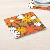 Retro 60s 70s Aesthetisch Floral Pattern Kartonnen Onderzetters (Schuin)