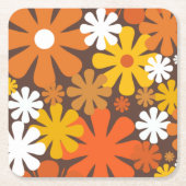 Retro 60s 70s Aesthetisch Floral Pattern Kartonnen Onderzetters (Voorkant)