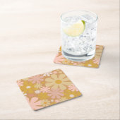 Retro 60s 70s Aesthetisch Floral Pattern Kartonnen Onderzetters (Insitu)