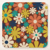 Retro 60s 70s Aesthetisch Floral Pattern Kartonnen Onderzetters (Voorkant)