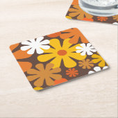 Retro 60s 70s Aesthetisch Floral Pattern Kartonnen Onderzetters (Schuin)