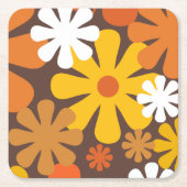 Retro 60s 70s Aesthetisch Floral Pattern Kartonnen Onderzetters (Voorkant)