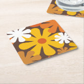 Retro 60s 70s Aesthetisch Floral Pattern Kartonnen Onderzetters (Schuin)