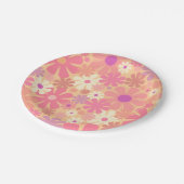 Retro 60s 70s Aesthetisch Floral Pattern Papieren Bordje (Gekanteld)