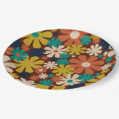 Retro 60s 70s Aesthetisch Floral Pattern Papieren Bordje (Gekanteld)