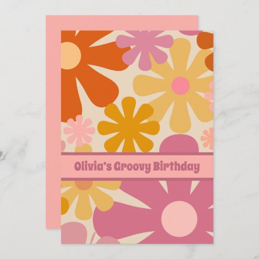 Retro 60s 70s Aesthetisch Floral Pattern personali Kaart (Voorkant / Achterkant)