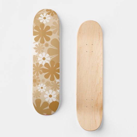 Retro 60s 70s Aesthetisch Floral Pattern Persoonlijk Skateboard (Voorkant)