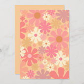 Retro 60s 70s Aesthetisch Floral Pattern  Roze Kaart (Voorkant / Achterkant)