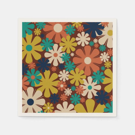Retro 60s 70s Aesthetisch Floral Pattern Servet (Voorkant)