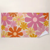 Retro 60s 70s Aesthetisch Floral Pattern Strandlaken (Voorkant)