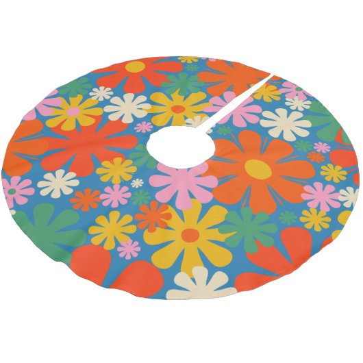 Retro 60s 70s Aesthetisch kleurrijk flessenpatroon Kerstboom Rok (Gekanteld)