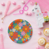 Retro 60s 70s Aesthetisch kleurrijk flessenpatroon Papieren Bordje (Feest)