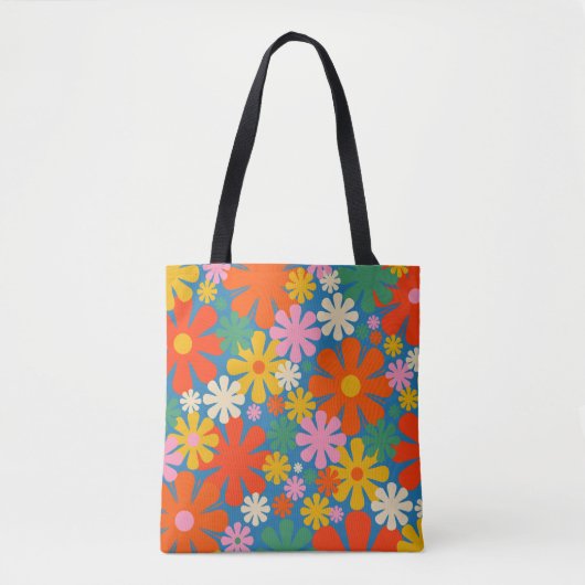 Retro 60s 70s Aesthetisch kleurrijk flessenpatroon Tote Bag (Voorkant)