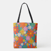 Retro 60s 70s Aesthetisch kleurrijk flessenpatroon Tote Bag (Achterkant)