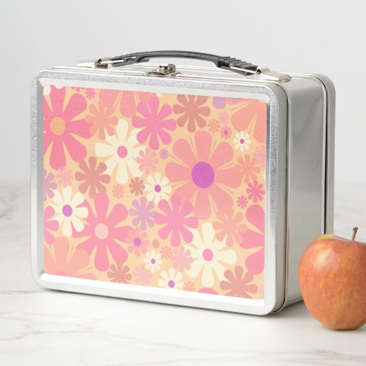 Retro 60s 70s Aesthetisch roze Floral Pattern (In situ)