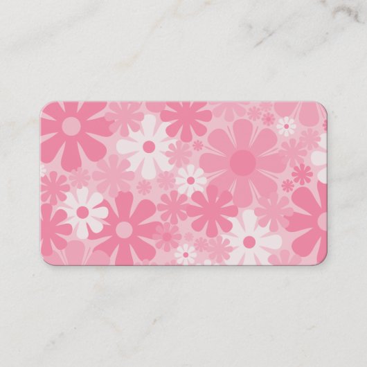 Retro 60s 70s Aesthetisch roze Floral Pattern Visitekaartje (Voorkant)