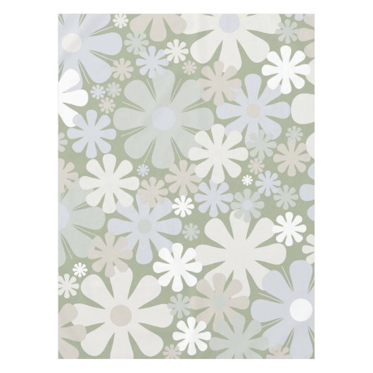 Retro 60s 70s Aesthetische Floral Pattern Sage Gre Tafelkleed (Voorkant)