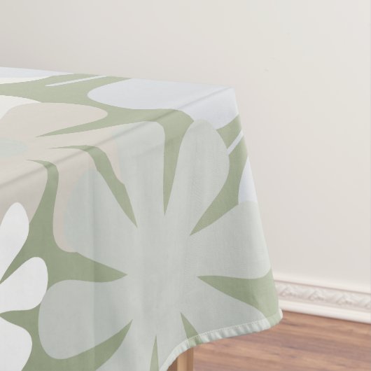 Retro 60s 70s Aesthetische Floral Pattern Sage Gre Tafelkleed (Voorbeeld)