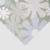 Retro 60s 70s Aesthetische Floral Pattern Sage Gre Tissuepapier (Detail)