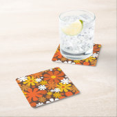 Retro 60s 70s Aesthetische Floral Pattern Square P Kartonnen Onderzetters (Insitu)