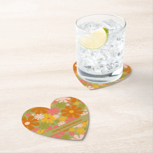 Retro 60s 70s Aesthetische Floral Personalized Kartonnen Onderzetters (Insitu)