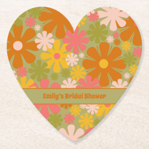 Retro 60s 70s Aesthetische Floral Personalized Kartonnen Onderzetters