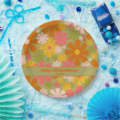 Retro 60s 70s Aesthetische Floral Personalized Papieren Bordje (Feest)
