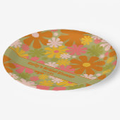 Retro 60s 70s Aesthetische Floral Personalized Papieren Bordje (Gekanteld)