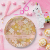 Retro 60s 70s Aesthetische Floral Personalized Papieren Bordje (Feest)