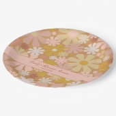 Retro 60s 70s Aesthetische Floral Personalized Papieren Bordje (Gekanteld)