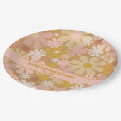 Retro 60s 70s Aesthetische Floral Personalized Papieren Bordje (Gekanteld)