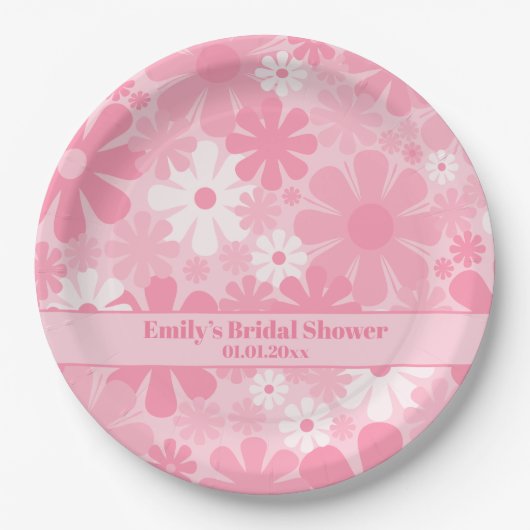 Retro 60s 70s Aesthetische roze bodems Papieren Bordje (Voorkant)
