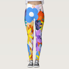 Retro 60s 70s Bloem Leggings