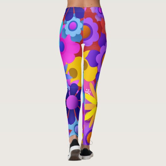 Retro 60s 70s Bloem Leggings (Achterkant)